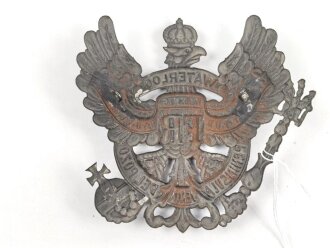 Preussen 1. Weltkrieg, Tschakoadler für Mannschaften in Hannoveranischen Jäger Battailion Nr.10. Eisen lackiert, Befestigungsabstand etwa 57mm