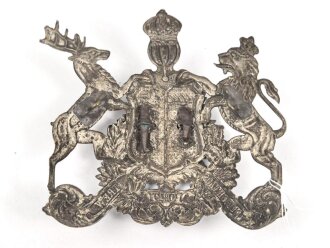 Württemberg, Emblem für eine Pickelhaube für Mannschaften im Dragoner Regiment 26. Befestigungsabstand etwa 69mm