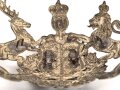 Württemberg, Emblem für eine Pickelhaube für Mannschaften im Dragoner Regiment 26. Befestigungsabstand etwa 69mm
