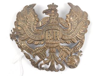 Preussen , Emblem für eine Pickelhaube für Mannschaften im 2. Nassauischen Infanterie Regiment Nr. 88. Befestigungsabstand etwa 75mm.