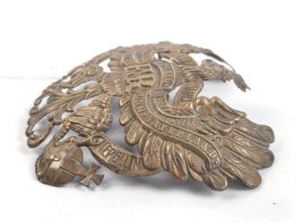 Preussen , Emblem für eine Pickelhaube für Mannschaften im 2. Nassauischen Infanterie Regiment Nr. 88. Befestigungsabstand etwa 75mm.