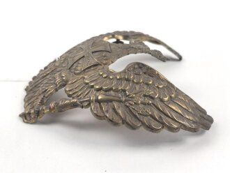 Preussen , Emblem für einen Helm für einen Reserveoffizier der Dragoner oder Jäger zu Pferde. Befestigungsabstand etwa 72mm