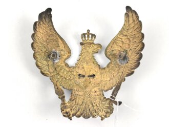 Preussen , Emblem für einen Helm für einen Reserveoffizier der Dragoner oder Jäger zu Pferde. Befestigungsabstand etwa 72mm