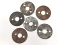 Sechs Stück Unterlegscheiben für Knopf 91, Durchmesser je 27mm