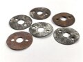 Sechs Stück Unterlegscheiben für Knopf 91, Durchmesser je 27mm