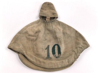 1.Weltkrieg, feldgrauer Überzug für eine Pickelhaube eines Angehörigen im bayrischen Feldartillerie Regiment 10. Ausführung ab 1916 mit grüner Nummer. Deutlich getragenes Stück