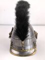 Bayern, Mannschaftshelm für Kürassiere Modell 1842 in der Trageweise bis 1864 ( Monogramm M für König Max II. ) Vor längerer Zeit gereinigtes Stück, das Innenfutter fehlt, sonst guter Gesamtzustand