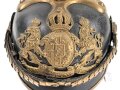 Bayern, Pickelhaube für Mannschaften der Artillerie um 1914. Zusammengehöriges Eigentumstück in gutem Gesamtzustand.