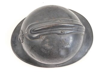 Frankreich 1. Weltkrieg, Stahlhelm Adrian Modell 1915 für Infanterie. Originallack, Innenfutter und Kinnriemen fehlen