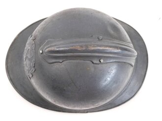 Frankreich 1. Weltkrieg, Stahlhelm Adrian Modell 1915 für Sanitäter. Originallack, guter Zustand