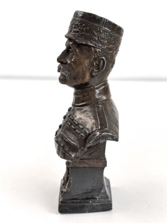 Frankreich, bronzierte Spritzgußfigur Marschall Philippe Patain. Höhe ca 16cm, beschädigtes Stück