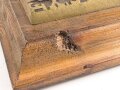 Frankreich, Erinnerungsgegenstand auf Holzplatte " 110 Regiment DÌnfanterie " Maße etwa 12 x 15cm