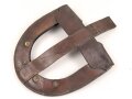 Portugal, gewaltiges Schaufelblatt in Lederhalterung, Breite etwa 28cm, höchstwahrscheinlich aus der Zeit des 1. Weltkrieg. Guter Zustand