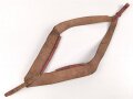 Frankreich Fremdenlegion, Bandolier aus rotbraunem Leder mit 5 Patronentaschen und Koppelschuh. Guter Gesamtzustand