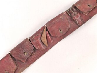 Frankreich Fremdenlegion ?, Bandolier aus rotbraunem Leder mit 8 Patronentaschen  Gebraucht