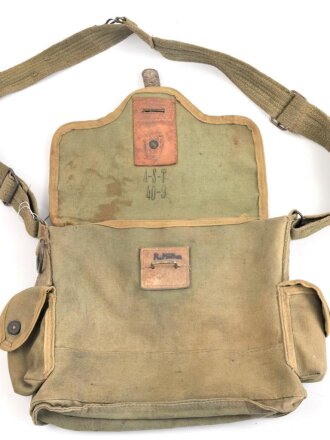Frankreich 2. Weltkrieg, Gasmaskentasche/Musette für ANP31 , datiert 1940, gebraucht