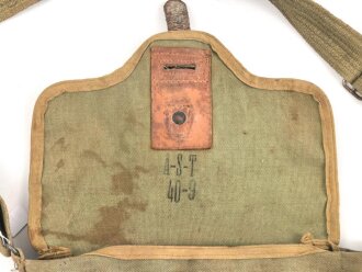 Frankreich 2. Weltkrieg, Gasmaskentasche/Musette für ANP31 , datiert 1940, gebraucht