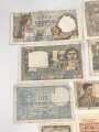 Frankreich , Konvolut Geldscheine meist aus der Zeit des 2. Weltkrieg