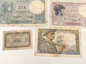 Frankreich , Konvolut Geldscheine meist aus der Zeit des 2. Weltkrieg