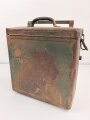 Motorrad Packtasche Wehrmacht, ungereinigtes Stück mit originaler Tarnlackierung. Ungereinigt