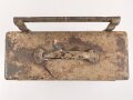 Motorrad Packtasche Wehrmacht, ungereinigtes Stück mit originaler Tarnlackierung. Ungereinigt