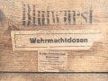 Transportkasten aus Holz für Wehrmachtsdosen "Blutwurst"  Maße etwa  33 x 46 x 29cm. Guter Zustand