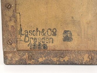 Reichswehr und frühe Wehrmacht, Transportkasten für " Zusatzkartuschen und 4. Ladungen der Feldkanone 16 neuer Art" Originale Tarnlackiert, datiert 1936, ungereinigt.