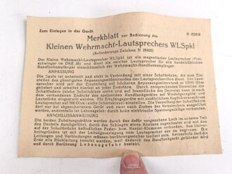Wehrmacht Lautsprecher klein, Pappe. Sehr guter Gesamtzustand, Funktion nicht geprüft