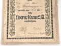 1. Weltkrieg, Vorläufiger Ausweis für das Eiserne Kreuz 2. Klasse, ausgestellt am 12.6.1917, dazu das Eiserne Kreuz
