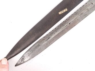 Kaiserliche Schutztruppe, Kurzes Seitengewehr 98 mit Sägerücken. Preussische Abnahme  von 1910, Nummerngleiches Kammerstück