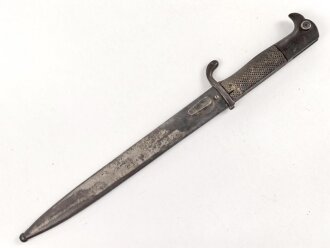 Kaiserliche Schutztruppe, Kurzes Seitengewehr 98 mit Sägerücken. Preussische Abnahme  von 1910, Nummerngleiches Kammerstück
