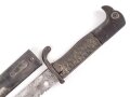 Kaiserliche Schutztruppe, Kurzes Seitengewehr 98 mit Sägerücken. Preussische Abnahme  von 1910, Nummerngleiches Kammerstück