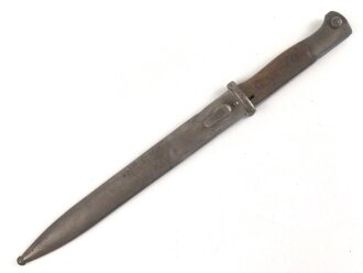 Kaiserreich, Seitengewehr Modell 84/98 mit Sägerücken. Auf dem Klingenrücken keine Abnahme, Kammerstempel "G.17.283". Guter Gesamtzustand