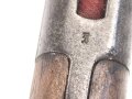 Kaiserreich,  Kurzes Seitengewehr 98 mit Sägerücken. Eigentumstück mit aufgelegten, preussischen Abzeichen. Gereinigtes Stück , der Sägerücken runtergeschliffen