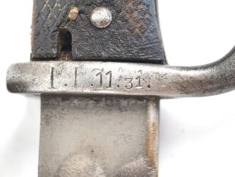 Kaiserreich,  Kurzes Seitengewehr 98 mit Sägerücken.  Kammerstück mit preussischer Abnahme von 1904, Kammerstempel " L.L. 11.31" "Lenk Luftschiff"  laut Jeff Nolls Liste