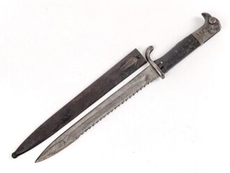 Kaiserreich,  Kurzes Seitengewehr 98 mit Sägerücken.  Kammerstück mit preussischer Abnahme von 1904, Kammerstempel " L.L. 11.31" "Lenk Luftschiff"  laut Jeff Nolls Liste