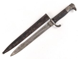 Kaiserreich,  Kurzes Seitengewehr 98 mit Sägerücken.  Kammerstück mit preussischer Abnahme von 1904, Kammerstempel " L.L. 11.31" "Lenk Luftschiff"  laut Jeff Nolls Liste