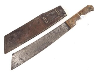 Frankreich 1. Weltkrieg, Machete datiert 1916, so anscheinend an französische Truppen aus dem Senegal ausgegeben. Eher schlechter Zustand, mit defekter Lederscheide