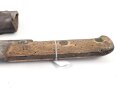 Frankreich 1. Weltkrieg, Machete datiert 1916, so anscheinend an französische Truppen aus dem Senegal ausgegeben. Eher schlechter Zustand, mit defekter Lederscheide