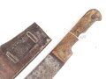 Frankreich 1. Weltkrieg, Machete datiert 1916, so anscheinend an französische Truppen aus dem Senegal ausgegeben. Eher schlechter Zustand, mit defekter Lederscheide