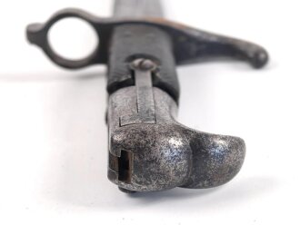 Preussen, Hirschfänger für Jägerbüchse Modell 1865, nicht ausgebuchst. Kammerstück mit Truppenstempel.