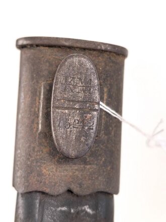 Preussen,  Lederscheide für einen Hirschfänger zur Jägerbüchse Modell 1865 oder 1871. Leder geschrumpft, Gesamtlänge 52cm