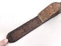 Lederne Feldbinde für Offiziere. Messinghaken, braunes Leder, Gesamtlänge 103cm