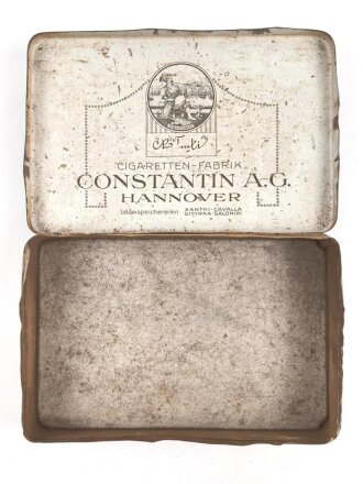 1. Weltkrieg,  patriotische Zigarettendose aus Blech " Constantin Kaiserpreis" Originallack, Maße etwa 10 x 15 x 4cm
