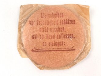 1.Weltkrieg , Paar Ersatzklarscheiben für die Gasmaske in Umverpackung, gehört so ins Deckelfach der Bereitschaftsbüchse