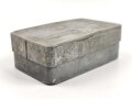 1.Weltkrieg, leere Zinkblechdose für Handgranatenzünder ( Kugel - und Eihandgranate ) , leicht verbeult