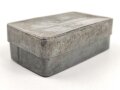 1.Weltkrieg, leere Zinkblechdose für Handgranatenzünder ( Kugel - und Eihandgranate ) , leicht verbeult