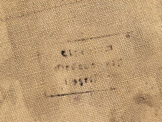 Brotbeutel für Parteiverbände, schlecht lesbarer Stempel " Eigentum Ordensburg Vogelsang" Stark getragen, ungereinigt