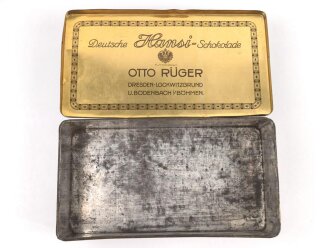 Kaiserreich und 1.Weltkrieg, große Blechdose " Deutsche Hansi Schokolade" k.u.k. Hoflieferant Otto Krüger. Maße etwa 18 x 34 x 10cm