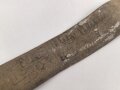 Kaiserreich , Koppelriemen für Mannschaften alter Art bis 1895. Original geweisstes Kammerstück, Höhe des Haken 52mm, Höhe des Leders vorne 48mm, im weiteren Verlauf etwa 44mm. Gesamtlänge etwa 89cm